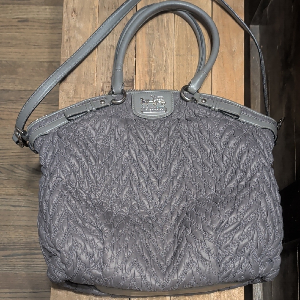 Coach Quilted Gray Shoulder Bag